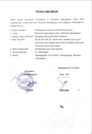 PENGUMUMAN PEMENANG LELANG PENGADAAN MATERIAL PENGEMBANGAN WISATA KAMPUNG PITU